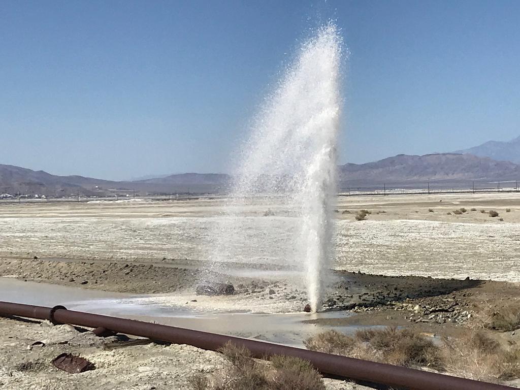 Pipes are damaged from an earthquake, Thursday, July 4, 2019, in Trona, California. Picture: Matt Hartman/AP