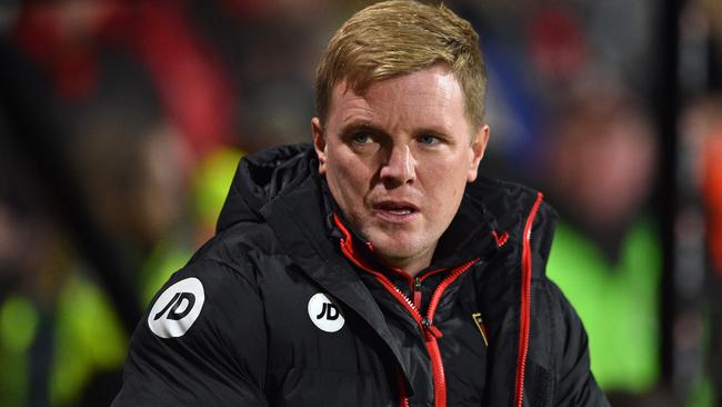 Bournemouth's English manager Eddie Howe arrives for the English Premier League football match between Bournemouth and Arsenal at the Vitality Stadium in Bournemouth, southern England on January 3, 2017. / AFP PHOTO / Glyn KIRK / RESTRICTED TO EDITORIAL USE. No use with unauthorized audio, video, data, fixture lists, club/league logos or 'live' services. Online in-match use limited to 75 images, no video emulation. No use in betting, games or single club/league/player publications. /