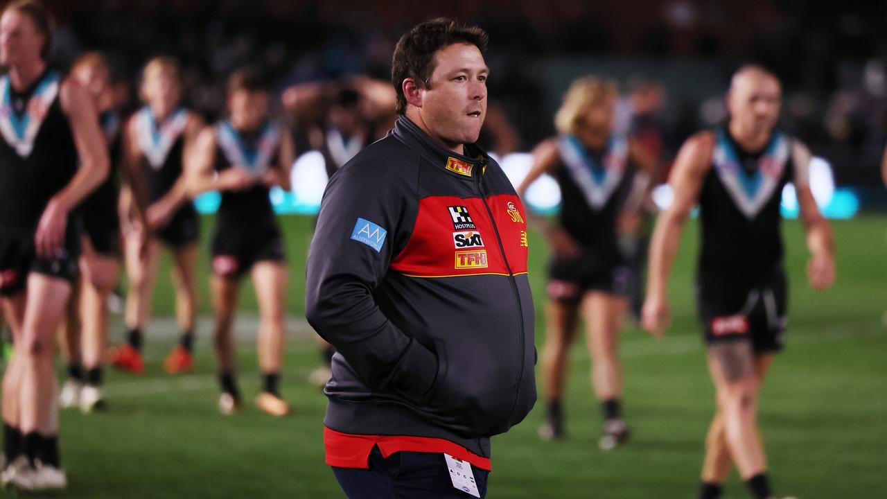 Stuart Dew wasn’t coaching for his future on Saturday night – it had already been decided. Picture: James Elsby/AFL Photos