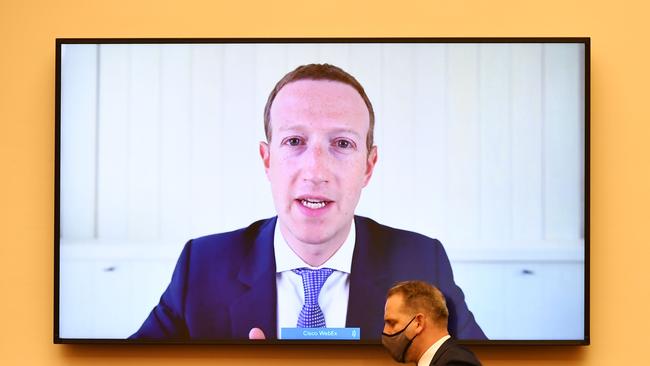 ‘History shows that if we don’t keep innovating, someone will replace every company here today’. Facebook founder Mark Zuckerberg testifies to congress on Thursday. Picture: AFP