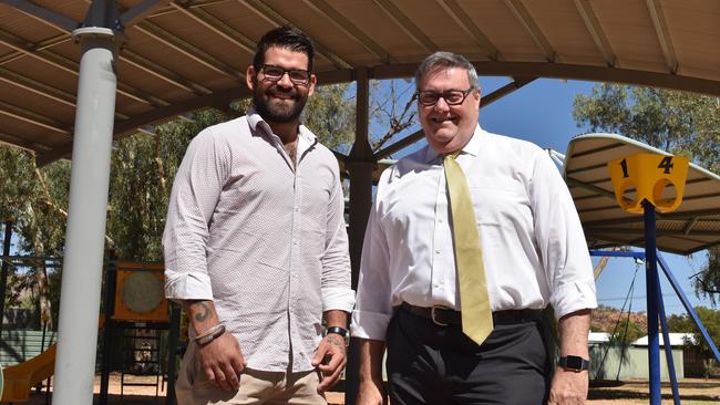 Matt as Deputy Mayor of Alice Springs, with Mayor Damien Ryan. Picture: Anthony Geppa