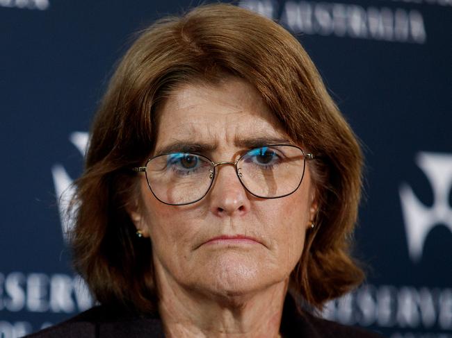 SYDNEY, AUSTRALIA - NewsWire Photos JUNE 18, 2024: Reserve Bank Governor Michele Bullock during a press conference following Tuesdays decision to keep interest rates on hold. Picture: NewsWire / Nikki Short