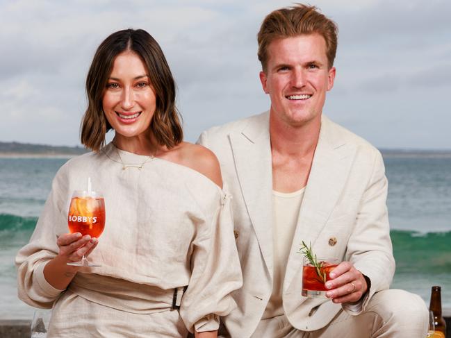 Daily Telegraph. 15, November, 2023.HOLD FOR KC: Adam and Kylie Micola, at their new seafood restaurant Bobby's, today, which is opening in Cronulla.Picture: Justin Lloyd.