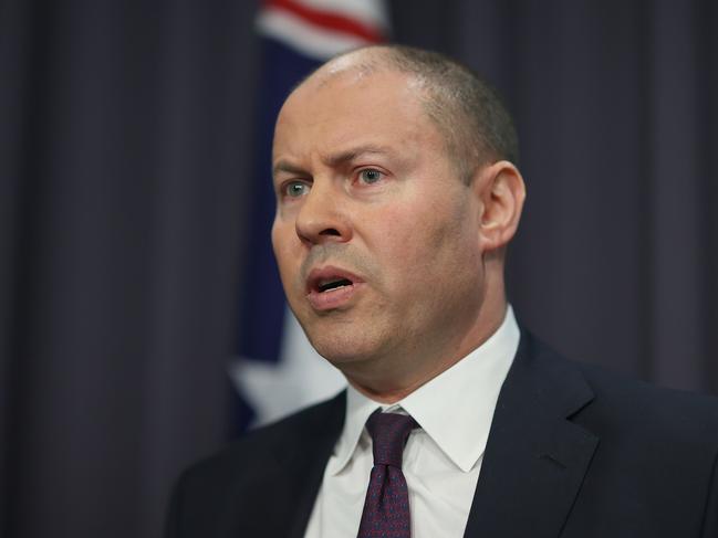 Josh Frydenberg at a press conference in Canberra. Picture: NCA NewsWire/Gary Ramage