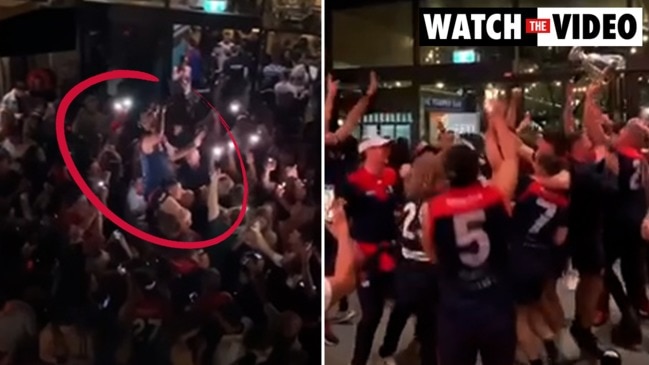 Max Gawn and Demons celebrate GF win