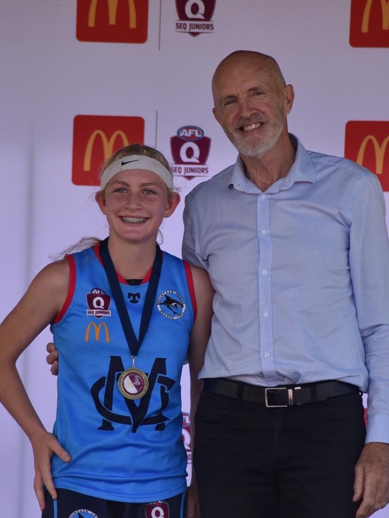 Isabella Dunton of Mountain Creek Sharks won the Under 13 Girls Div 2 best on ground for the SEQJ Sunshine Coast grand finals. Picture: Supplied