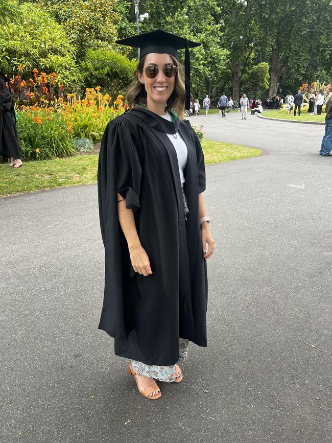 Zoe Swinton (Master of Tertiary Education (Management)) at the University of Melbourne graduations held at the Royal Exhibition Building on Saturday, December 14, 2024. Picture: Jack Colantuono