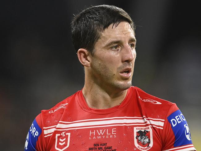 TOWNSVILLE, AUSTRALIA - MAY 13: Ben Hunt of the Dragons loduring the round 11 NRL match between North Queensland Cowboys and St George Illawarra Dragons at Qld Country Bank Stadium on May 13, 2023 in Townsville, Australia. (Photo by Ian Hitchcock/Getty Images)