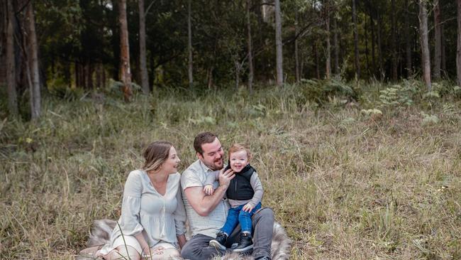 Kalina Ewings and Dan Sauerbier with son Hudson. The birth of Hudson brought much joy to their entire family after the death of Kalina's brother in the same year. Photo: Nambucca Birth Photographer Doula