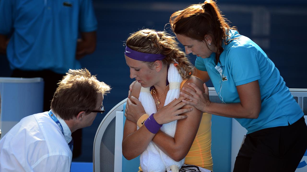 Azarenka needed assistance during the match. Picture: AAP Images