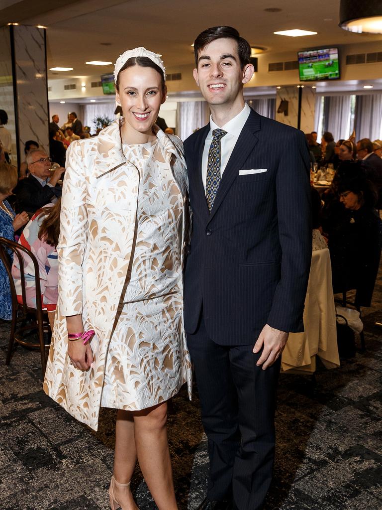 Jess Henderson and Tom Howard at the Brisbane Racing Club's grand unveiling of the refurbished Guineas Room. Picture: Jared Vethaak