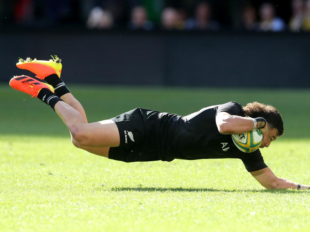 Havili scores against the Wallabies during last year’s Bledisloe Cup clash in Perth. Picture: Will Russell/Getty Images