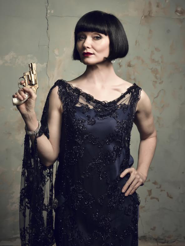 Essie Davis in a costume from Miss Fisher’s Murder Mysteries.