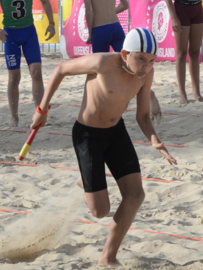 Running action at the Queensland Youth Surf Life Saving Championships on February 17.