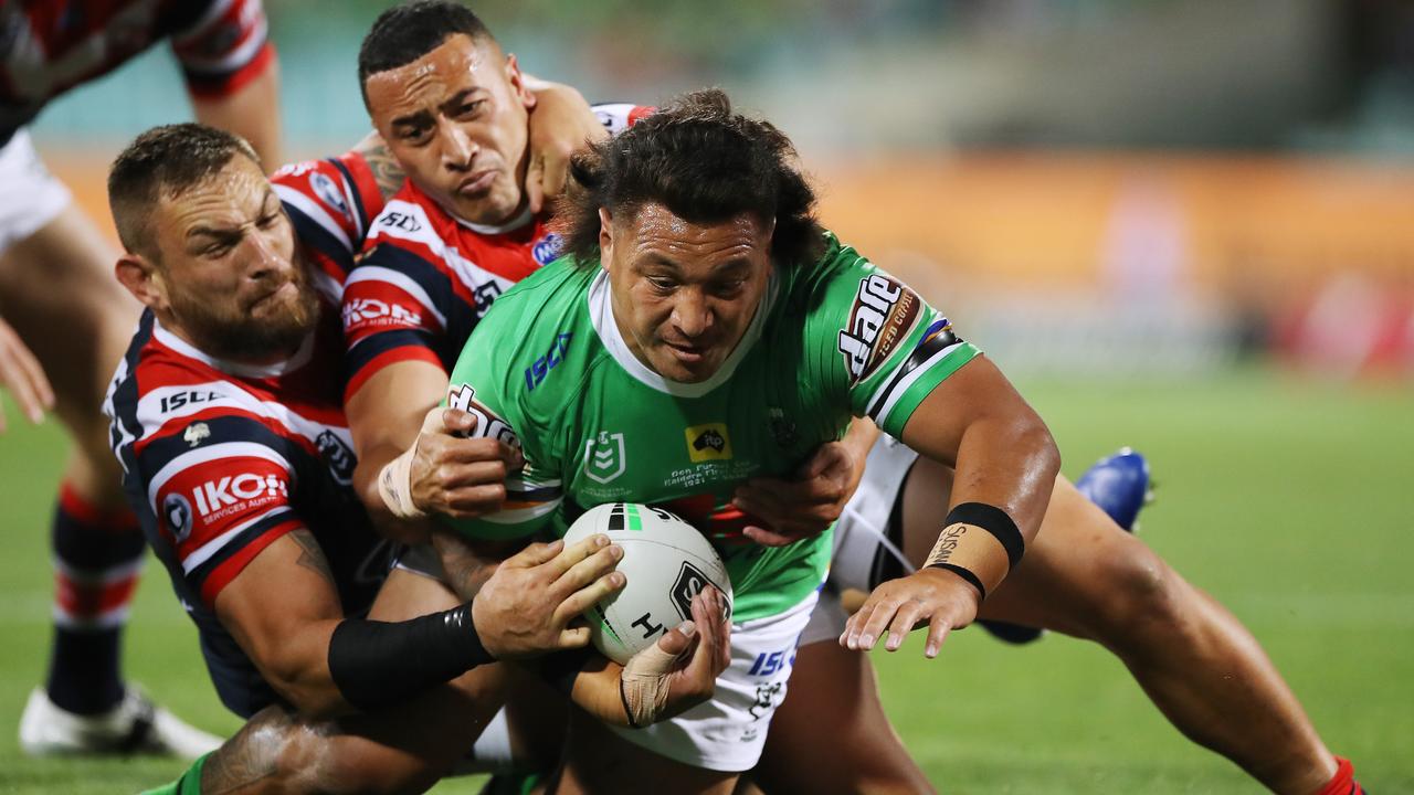 Josh Papalii dives over the line for a try. Picture: Getty Images