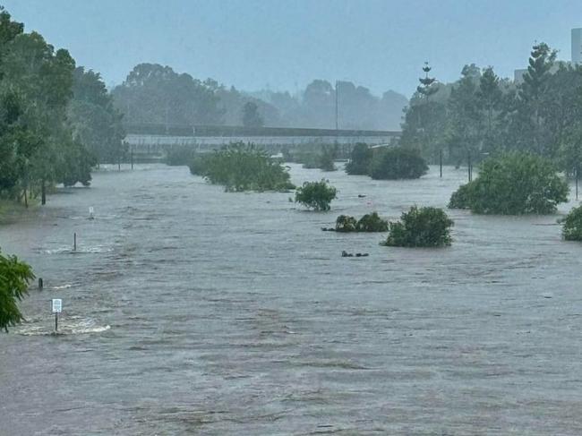 The Kedron Brook is flooded.