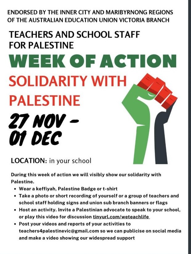 A week of action dubbed ‘Solidarity with Palestine’ has been slammed by Education Minister Ben Carroll.