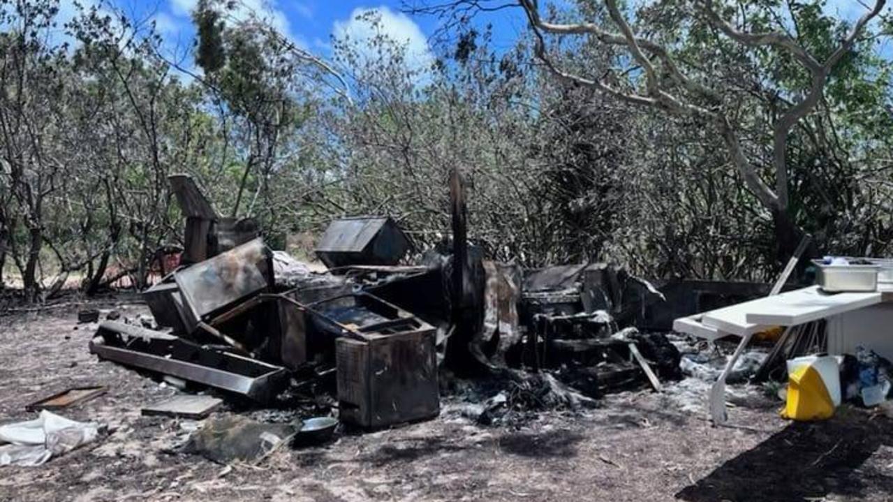 The remains of the burnt food truck which still hasn’t been completely cleaned up. Picture: Supplied / Michael Powell