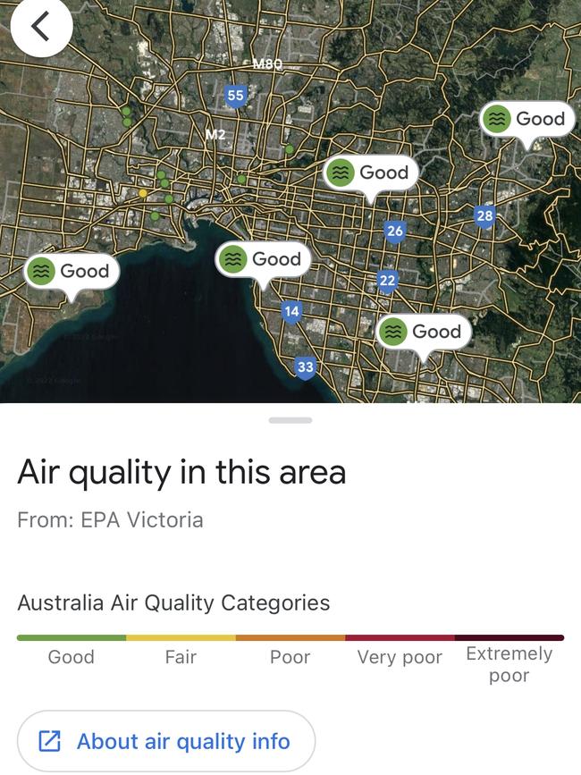 Google Maps has a new air quality layer. Supplied