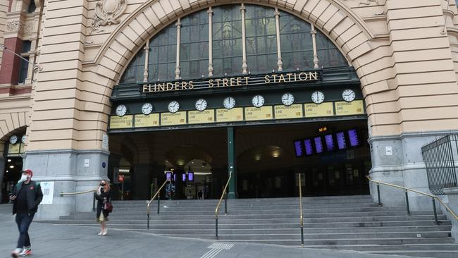 A quiet Flinders St Station on Monday. Picture: NCA NewsWire/David Crosling