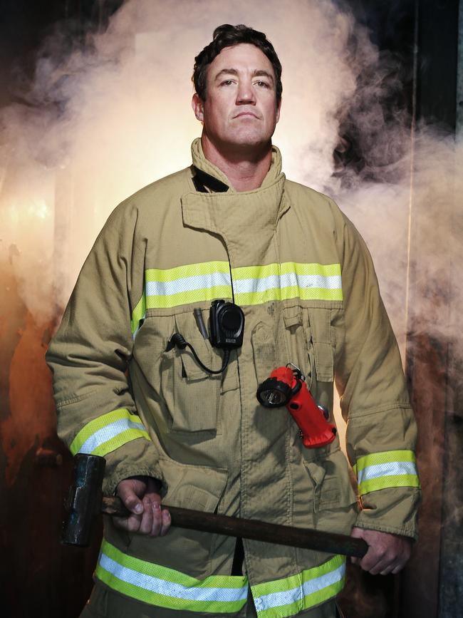 Waterhouse became a firefighter after playing NRL. Picture: Sam Ruttyn