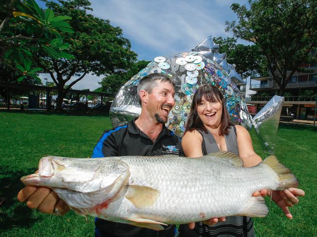 Industry insiders Pina Sommerville and Dan Richards are campaigning for naming rights on Barramudni, to ensure all barramundi is locally caught and farmed barramundi.Picture GLENN CAMPBELL