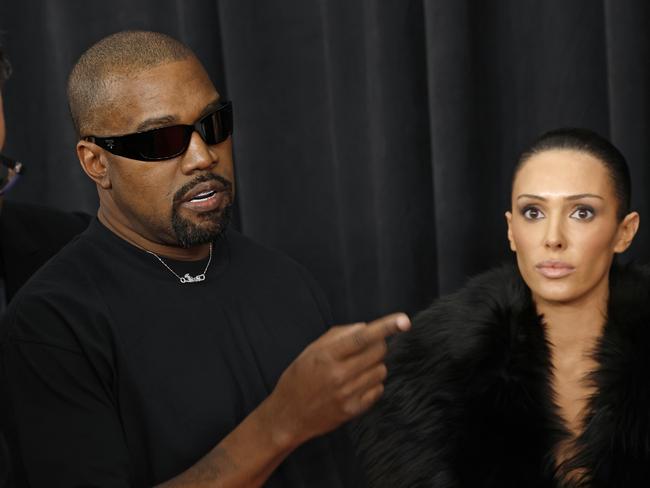 Kanye West and Bianca Censori shortly before their shocking Grammy Awards nude stunt. Picture: Getty Images