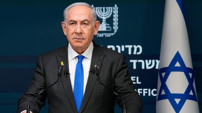 Israeli Prime Minister Benjamin Netanyahu speaks during a news conference in Jerusalem.