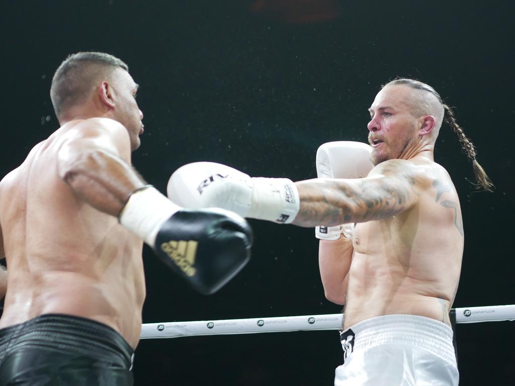 Justin Hodges def Matt Cooper by unanimous decision (30-28, 30-27 x 2) at the Battle of the Reef fight night at the Townsville Entertainment and Convention centre, October 7 2023. Picture: Blair Jackson.