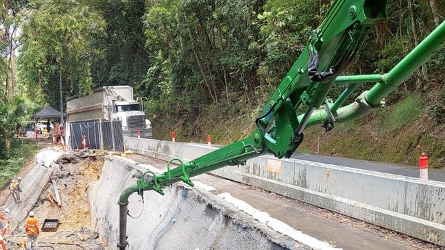 Ongoing slope stabilisation work on the Kuranda Range Rd at the Streets Creek site. Picture: Transport and Main Roads