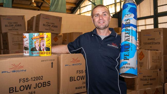 Fusion Fireworks director Luke Caridi said his company had imported up to 100 tonne of fireworks in preparation for Territory Day. Picture: Pema Tamang Pakhrin