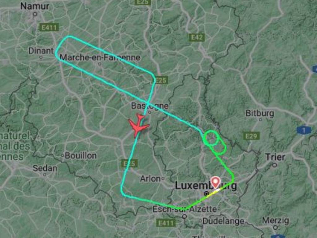 The aircraft can be seen doing a loop after taking off from Luxembourg Airport. Picture: Flightradar24
