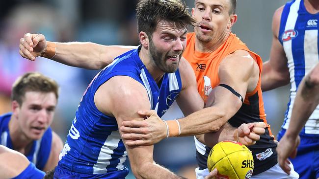 Luke McDonald clashed heads with Matt de Boer. Picture: Getty