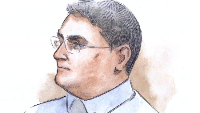 A court sketch of accused serial killer Bradley Robert Edwards. Picture: Anne Barnetson/AAP