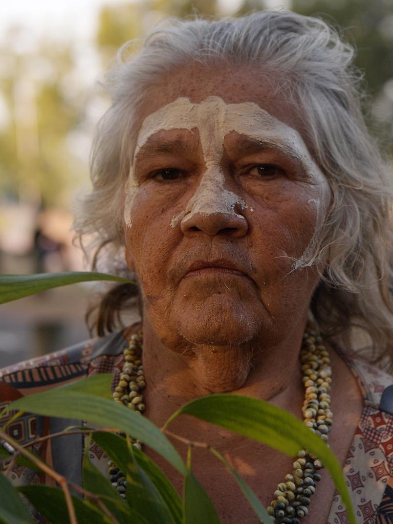 Larrakia Elders June Mills at the #JusticeforCassius vigil. Picture: (A)manda Parkinson