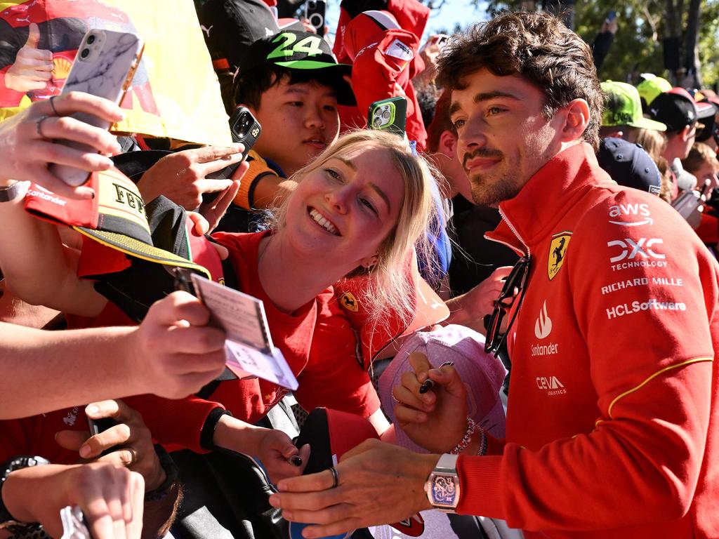 Ferrari driver Charles Leclerc on Melbourne Walk ahead of the Formula One Australian Grand Prix. Picture: William West / AFP