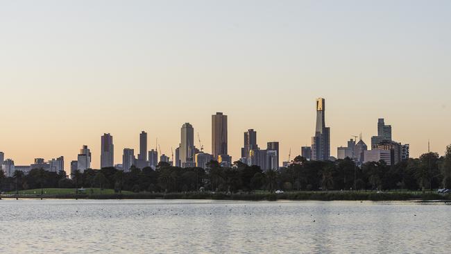 The Melbourne CBD skyline seen from Albert Park. Picture: Eugene Hyland