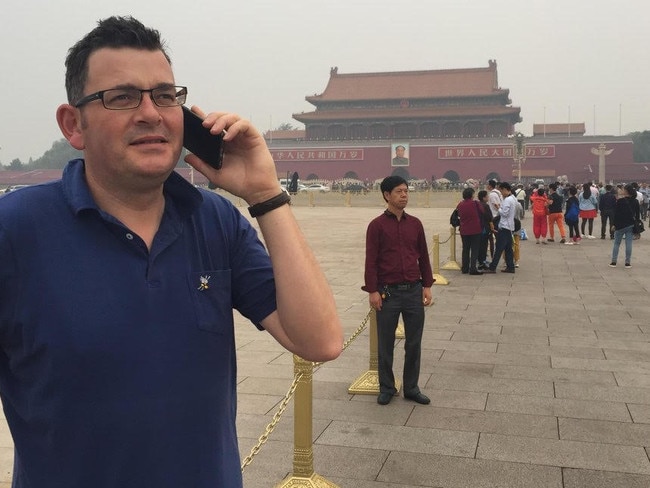 Former premier Daniel Andrews on a trip to Beijing.