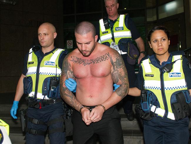 One of three men led from Melbourne Magistrate's Court by police after an incident inside thismorning. ID confirmed as Suleiman AbdulrahimSam Abdulrahim