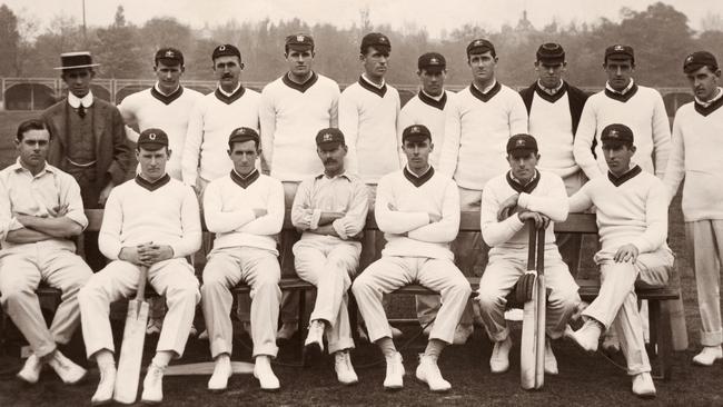 The Australian team that toured England in 1912, featuring St Peter’s old scholar Claude Jennings. Jennings is seated with his arms crossed, third from the right. Picture: Popperfoto/Getty Images