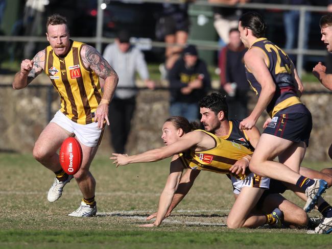 EFL Premier Division 2022: Doncaster East v Rowville at Zerbes Reserve.Joshua Clarke for  Rowville in pursuit of the ball. Picture: Stuart Milligan