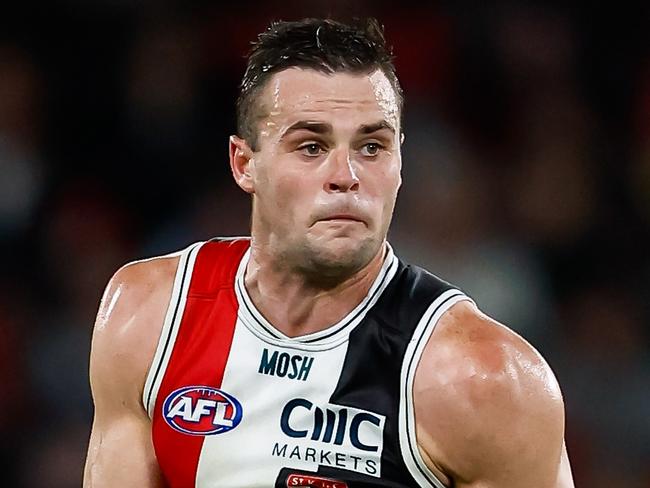 MELBOURNE, AUSTRALIA - APRIL 28: Brad Crouch of the Saints in action during the 2023 AFL Round 07 match between the St Kilda Saints and the Port Adelaide Power at Marvel Stadium on April 28, 2023 in Melbourne, Australia. (Photo by Dylan Burns/AFL Photos via Getty Images)