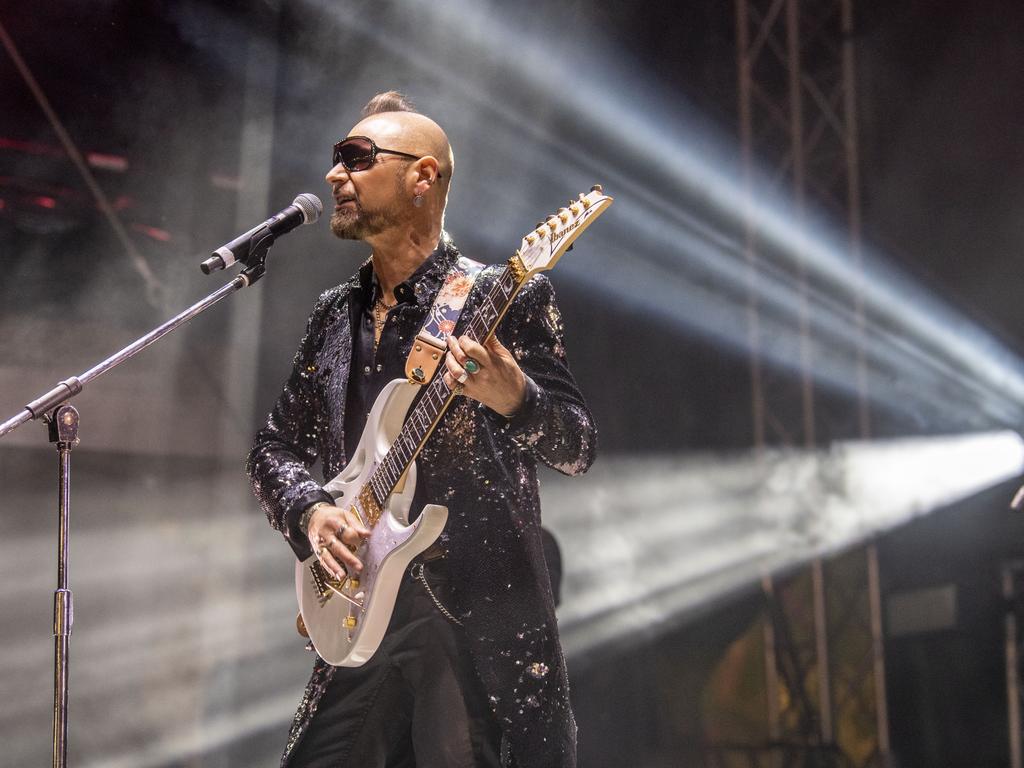 Brian Canham from Pseudo Echo performs at the Toowoomba Carnival of Flowers Festival of Food and Wine. Saturday, September 10, 2022. Picture: Nev Madsen.