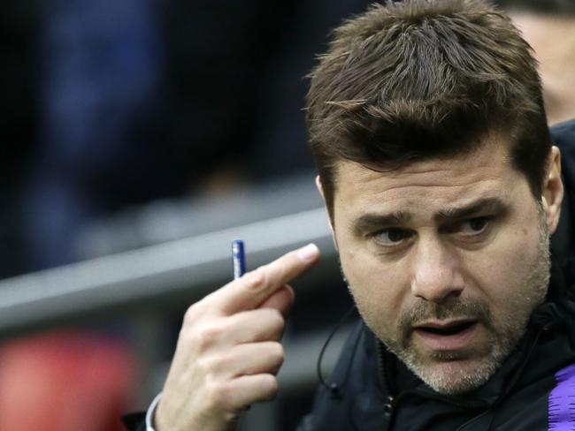 Tottenham manager Mauricio Pochettino gestures prior the English Premier League soccer match between Tottenham Hotspur and Bournemouth at Wembley stadium in London, Wednesday, Dec. 26, 2018. (AP Photo/Tim Ireland)