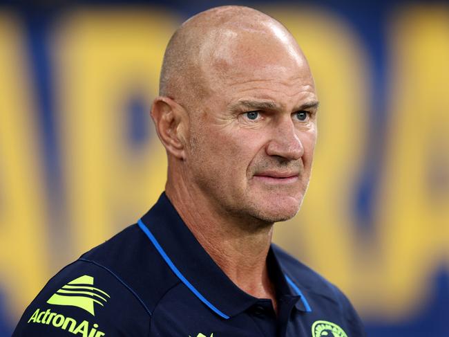 SYDNEY, AUSTRALIA - MARCH 09: Eels coach, Brad Arthur looks on at full-time during the round one NRL match between Parramatta Eels and Canterbury Bulldogs at CommBank Stadium, on March 09, 2024, in Sydney, Australia. (Photo by Brendon Thorne/Getty Images)