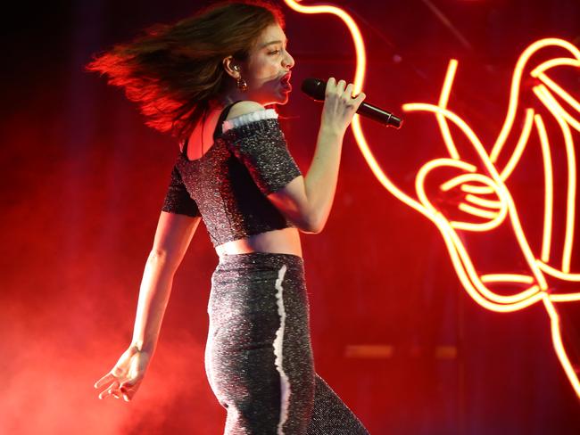 Lorde put on an emotional performance at the Sydney Opera House Forecourt. Picture: Christian Gilles