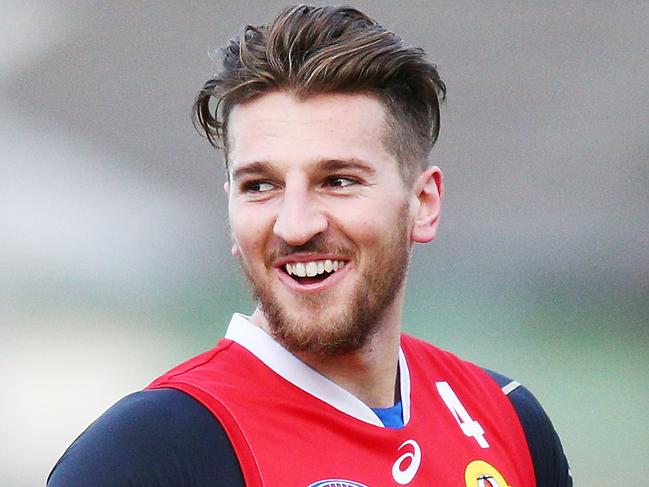 MELBOURNE, AUSTRALIA - JULY 10:  Marcus Bontempelli of the Bulldogs reacts during a Western Bulldogs AFL media opportunity at Whitten Oval on July 10, 2018 in Melbourne, Australia.  (Photo by Michael Dodge/Getty Images)