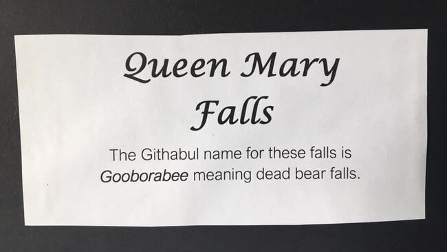 Ms Close Chalmers said this Githabul name could also translate as “koala falls”, and is deeply connected to her tribe’s creation stories.