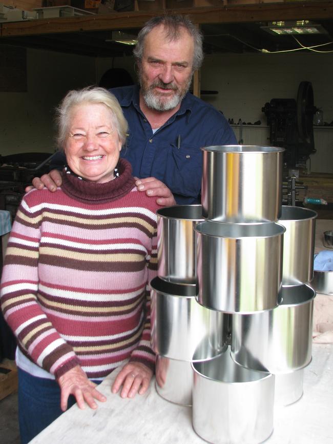 Denise Darnell and Paul Kenyon with some of their cake tins.