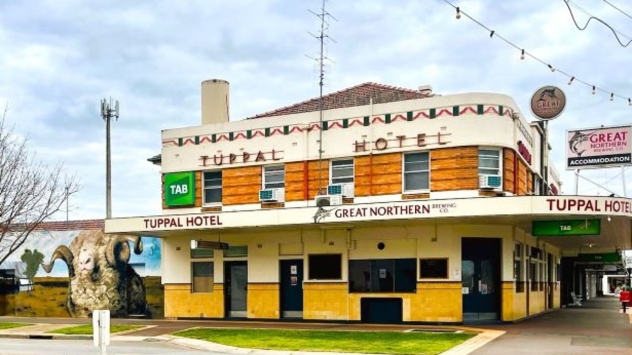 An art deco pub on the celebrated Silo Art Trail, Tuppal Hotel sits in the heart of Finley, home to approximately 2500 people. Picture: Supplied